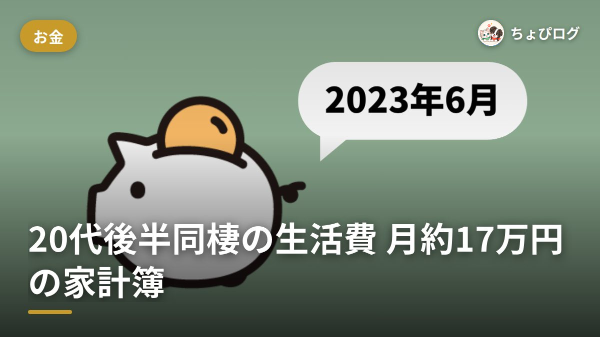 20代後半の同棲、生活費は月いくら？2人暮らしの家計簿を全部見せます（2023年6月）のサムネイル