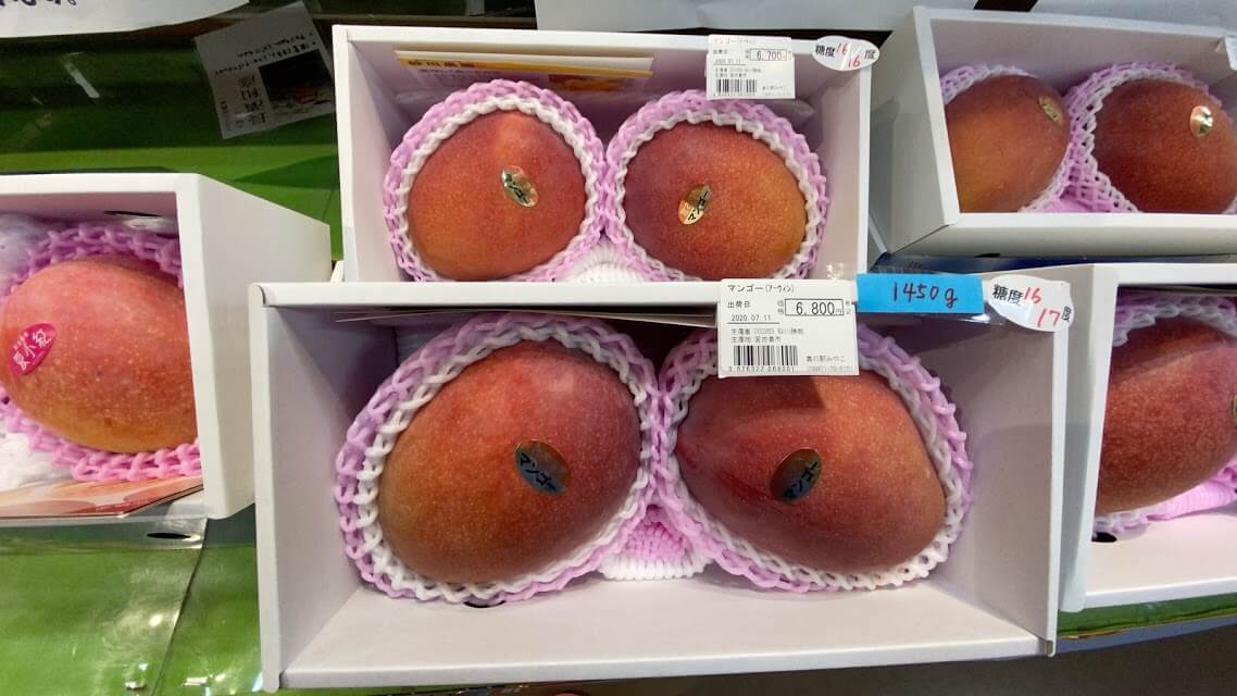 店内にもずらりと続くマンゴーの陳列